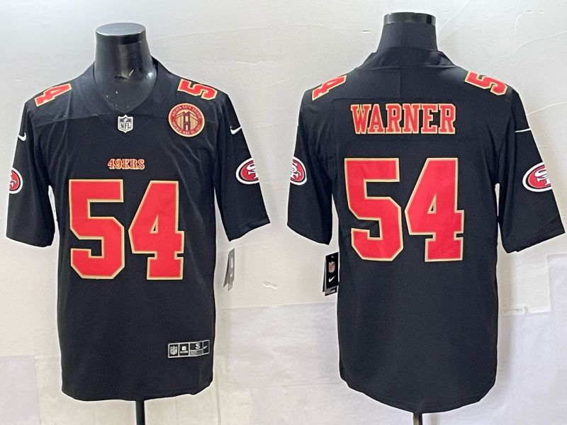 Men San Francisco 49ers #54 Warner Black gold Nike Limited NFL 2025 Jersey style 07